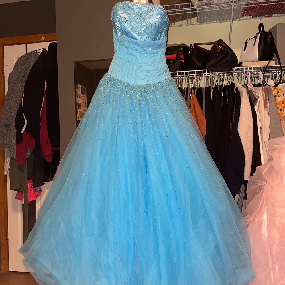 Strapless Blue Ball Gown